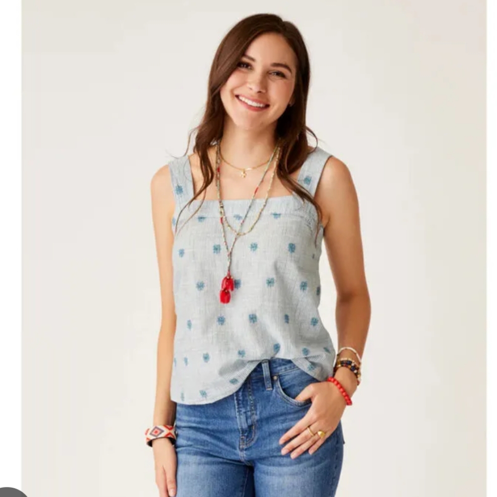 Carve Designs Liv Stitched Top With Blue Floral Design
